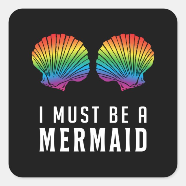 Mermaid Beach Bikini Carnival Shell BH Bra Gift Square Sticker (Front)