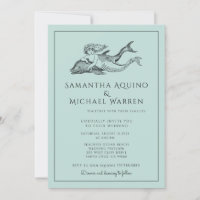 Mermaid Beach Blue Wedding Invitation