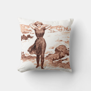 Mermaid Beach Gibson Girl Victorian Antique Cushion