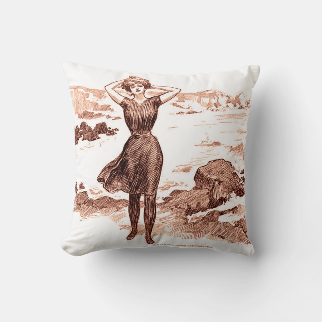 Mermaid Beach Gibson Girl Victorian Antique Cushion (Front)