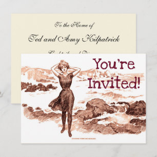 Mermaid Beach Gibson Girl Victorian Antique Invitation
