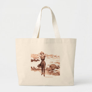 Mermaid Beach Gibson Girl Victorian Antique Large Tote Bag