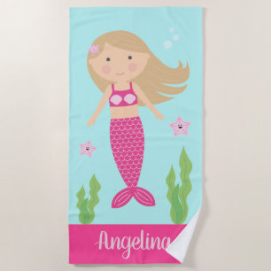 Mermaid Beach Towel    Blonde Hair