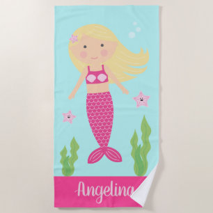 Mermaid Beach Towel    Light Blonde Hair