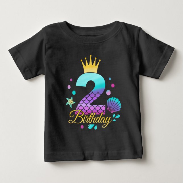 Mermaid Birthday 2nd Birthday  Baby T-Shirt (Front)
