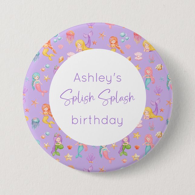 Mermaid Birthday 7.5 Cm Round Badge (Front)