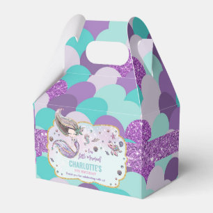 Mermaid Birthday Baby Shower Thank You Purple Favour Box