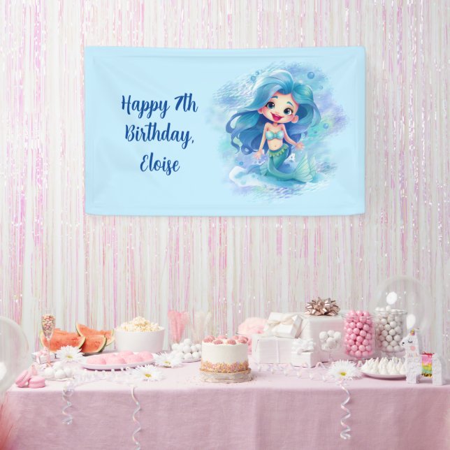 Mermaid Birthday  Banner (Party)
