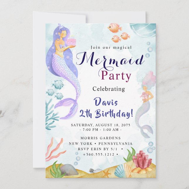 Mermaid Birthday Bash Invitation (Front)