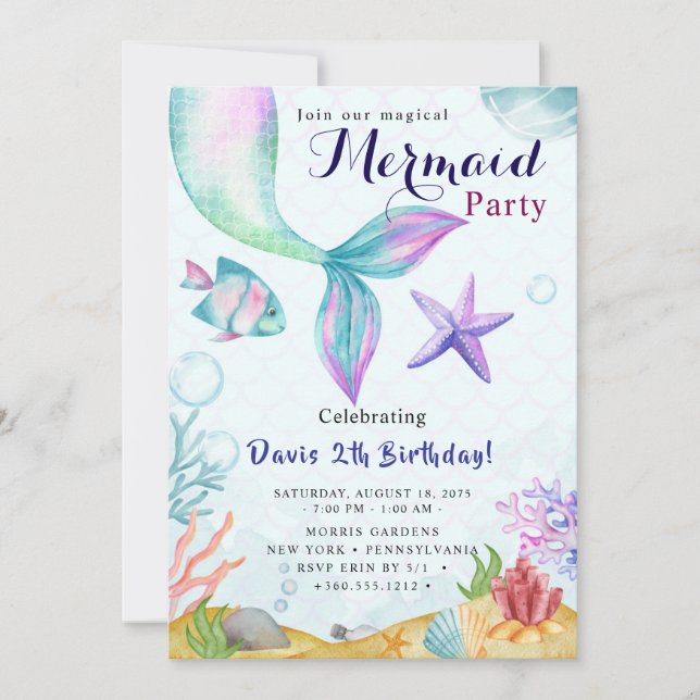 Mermaid Birthday Bash Invitation (Front)
