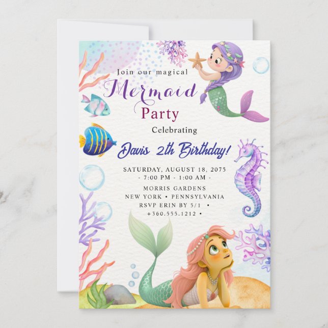 Mermaid Birthday Bash Invitation (Front)