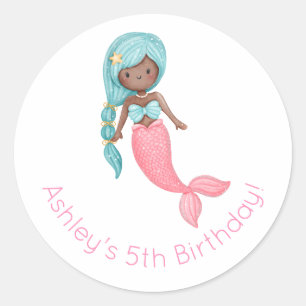 Mermaid Birthday Classic Round Sticker