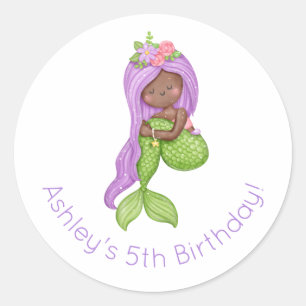 Mermaid Birthday Classic Round Sticker
