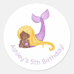 Mermaid Birthday Classic Round Sticker