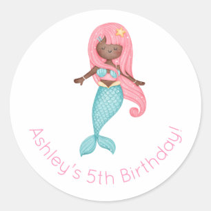 Mermaid Birthday Classic Round Sticker