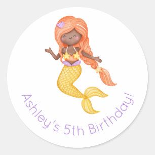 Mermaid Birthday Classic Round Sticker