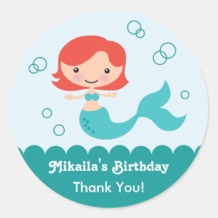 Mermaid Birthday Favour Sticker