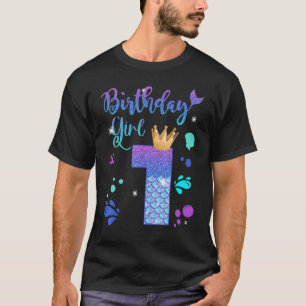 Mermaid Birthday Girl 1 Year Old Its My 1st Bday M T-Shirt