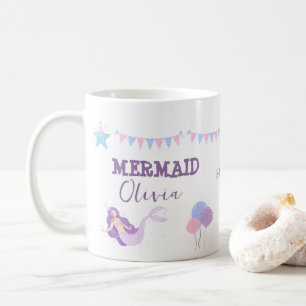 Mermaid birthday girl purple pink mug
