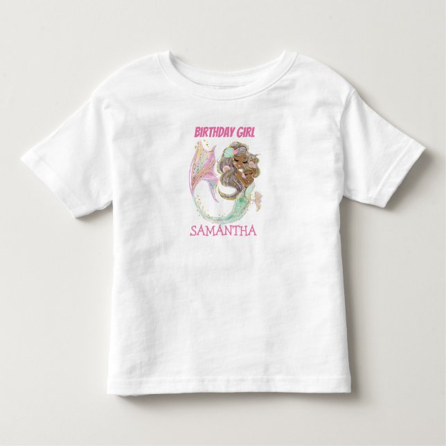 Mermaid Birthday Girl White nautical Toddler T-Shirt (Front)