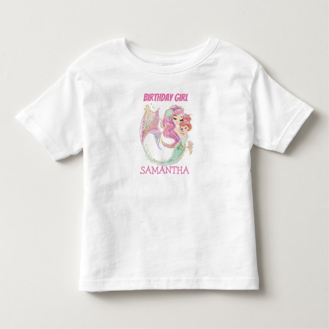Mermaid Birthday Girl White UNDER THE SEA Toddler T-Shirt (Front)