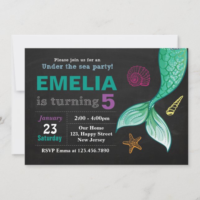 Mermaid Birthday invitation (Front)