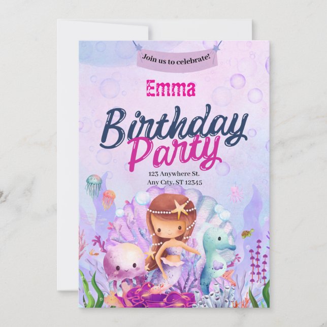 mermaid birthday invitation (Front)