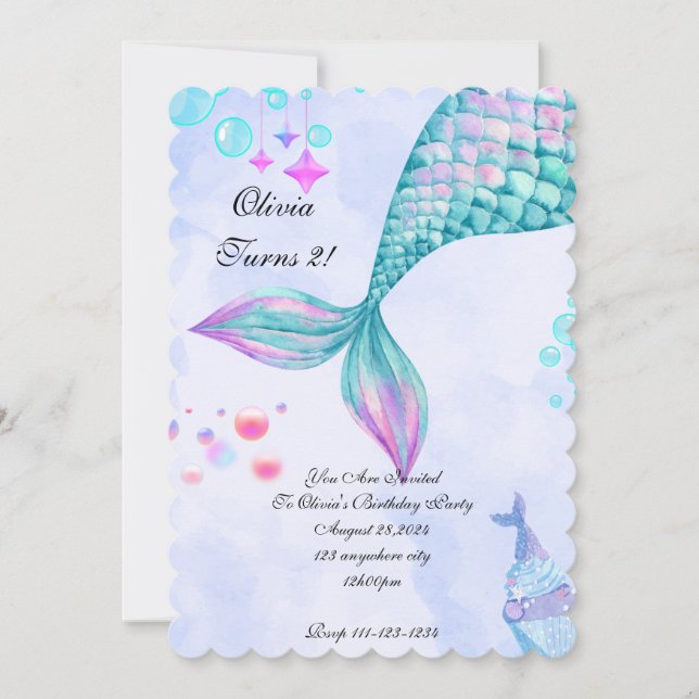 Mermaid Birthday Invitation (Front)