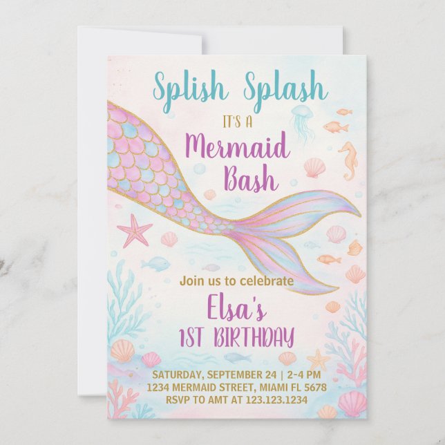 Mermaid Birthday Invitation (Front)