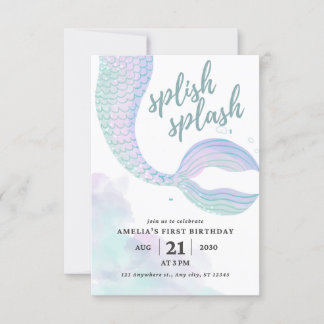 Mermaid Birthday  Invitation