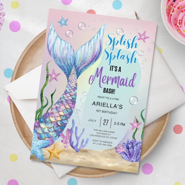 Mermaid Birthday Invitation, EDITABLE Mermaid Invi Invitation (Creator Uploaded)