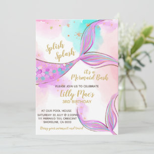Mermaid Birthday Invitation for a Girl, Editable