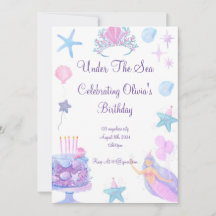 Mermaid Birthday Invitation For Girls Birthday 