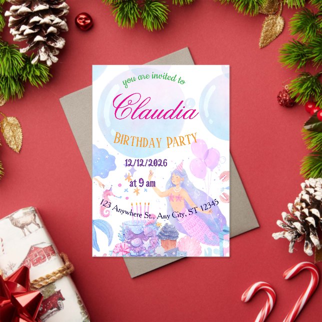 Mermaid Birthday Invitation for Kids (Insitu (Holiday))