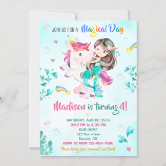 Mermaid birthday invitation Girl Magical party day