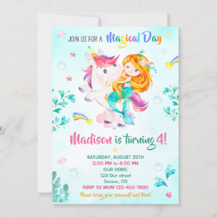 Mermaid birthday invitation Girl Magical party day