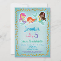 Mermaid Birthday Invitation - Girls Ethnic