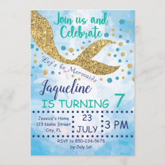 Mermaid Birthday Invitation- Let's be Mermaids- Invitation