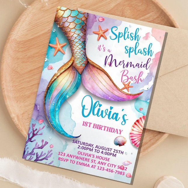 Mermaid Birthday Invitation,Mermaid Bash Invite (Creator Uploaded)