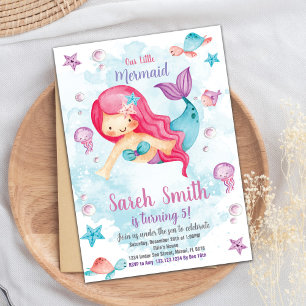 Mermaid Birthday Invitation,Mermaid Invitation