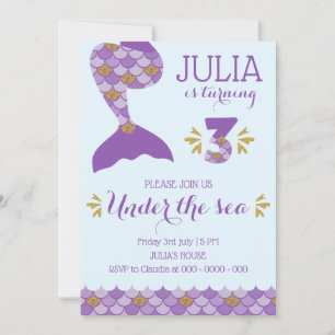 Mermaid Birthday Invitation Mermaid Number 3