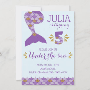 Mermaid Birthday Invitation Mermaid Number 5