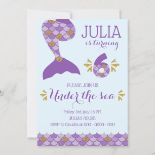 Mermaid Birthday Invitation Mermaid Number 6