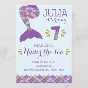 Mermaid Birthday Invitation Mermaid Number 7