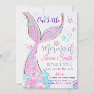 Mermaid Birthday Invitation Party Mermaid