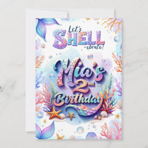 Mermaid Birthday Invitation Personalised  Name Age