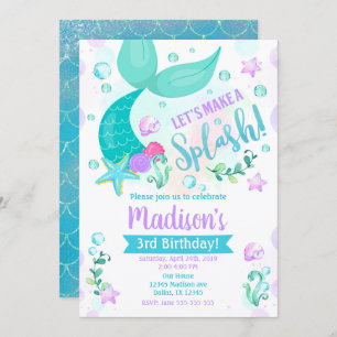 Mermaid Birthday Invitation / Swimming Pool Party