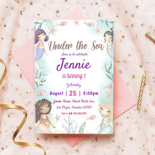 Mermaid Birthday Invitation Under The Sea