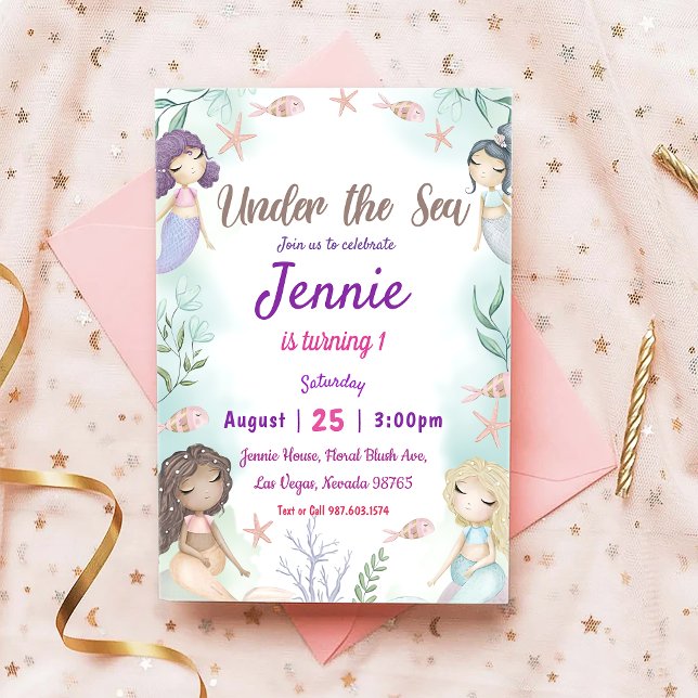 Mermaid Birthday Invitation Under The Sea (Creator Uploaded)