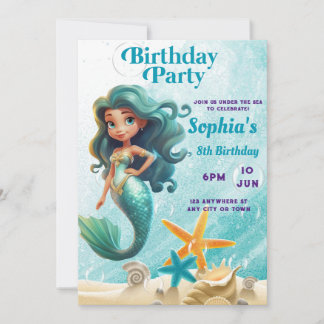 Mermaid Birthday Invitation, Under the Sea Invite